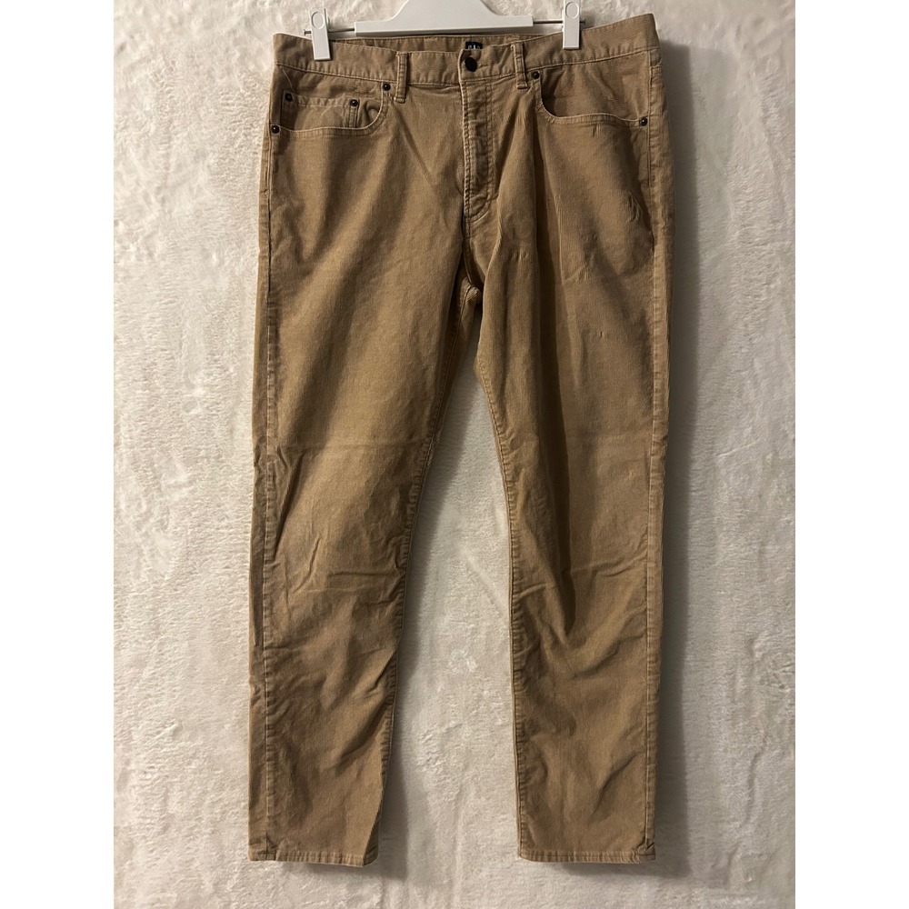 Gap Slim Stretch Corduroy Pants Mens 36x32 Tan Khaki Fine Wale Cord Trousers